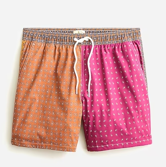 J. Crew Other - E J.Crew Multi Color Paisley Print 6" Stretch Swim Trunk Shorts NWT Size M